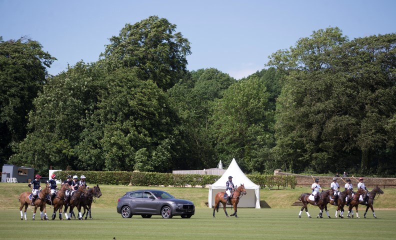 Maserati Royal Charity Polo Trophy 2017 at Beaufort Polo Club Downfarm House Westonbirt Tetbury Gloucestershire UK. Parade