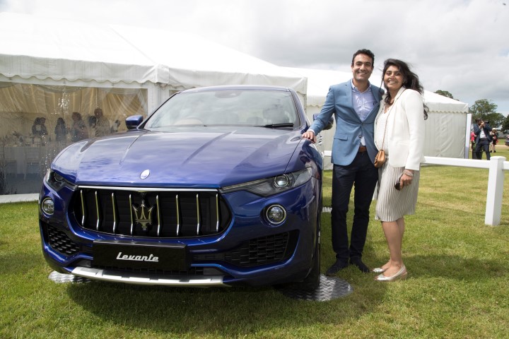 Maserati Royal Charity Polo Trophy 2017 at Beaufort Polo Club Downfarm House Westonbirt Tetbury Gloucestershire UK. Ricky Kothari with his wife Sheena Kothari